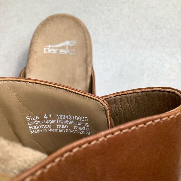 Dansko Leeann Sandal 41 Tan Burnished Leather Slip On - Picture 6 of 10